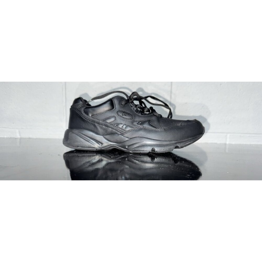 Propét Stability Walker Mens Leather Athletic Walking Shoes Size 9 E WIDE Black